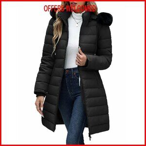 Women's Winter Puffer Coat Fleece Lined Hooded Parka Waterproof Warm
